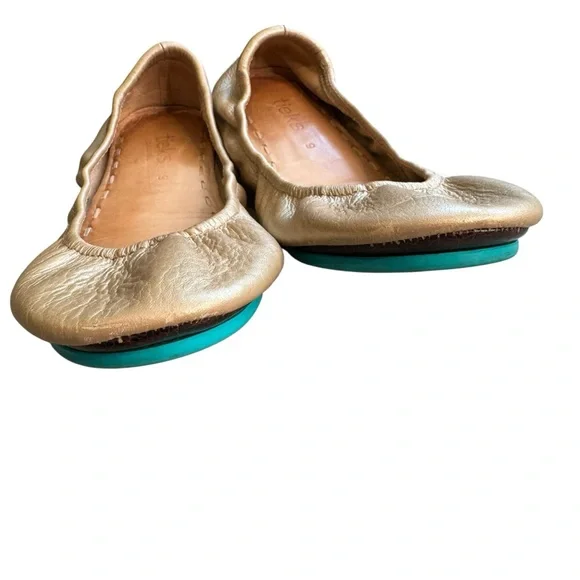 Tieks LIMITED EDITION Metallic Champagne Sz Leather Ballet Flats
